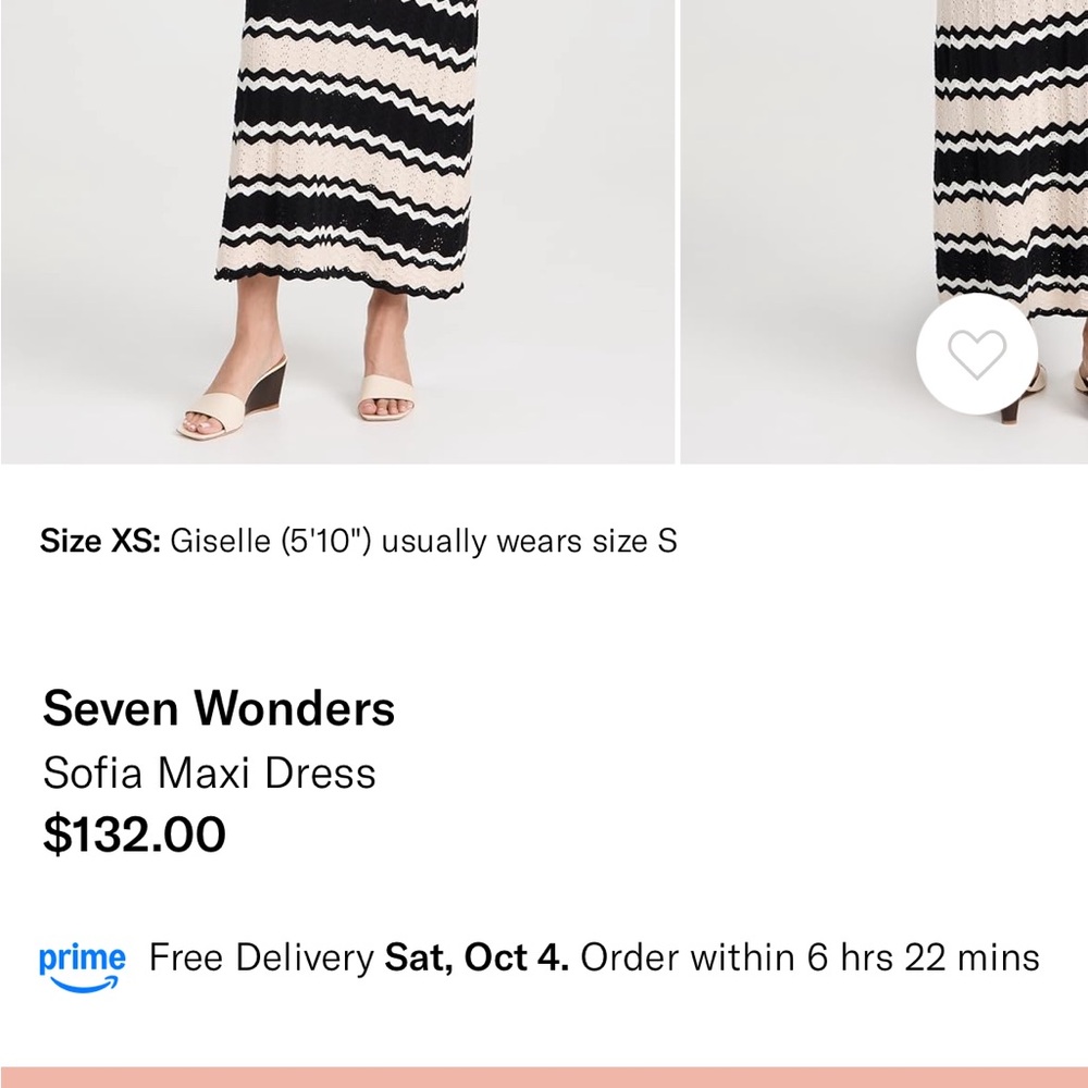 Seven Wonders Knit Maxi Dress - XS Black White Cream Striped - Picture 7 of 7